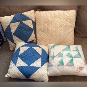 Antique pillows made from old quilts